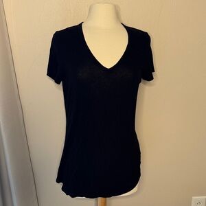 RACHEL Rachel Roy Black V-Neck Short Sleeve Tee